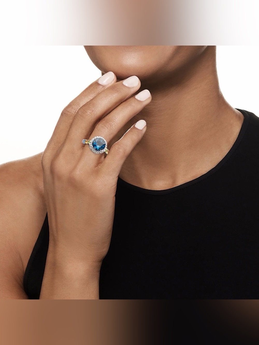 Ross-Simons 4.20 ct. t.w. London Blue Topaz andMulti-Gem Halo in Sterling Silver - Picture 4 of 7